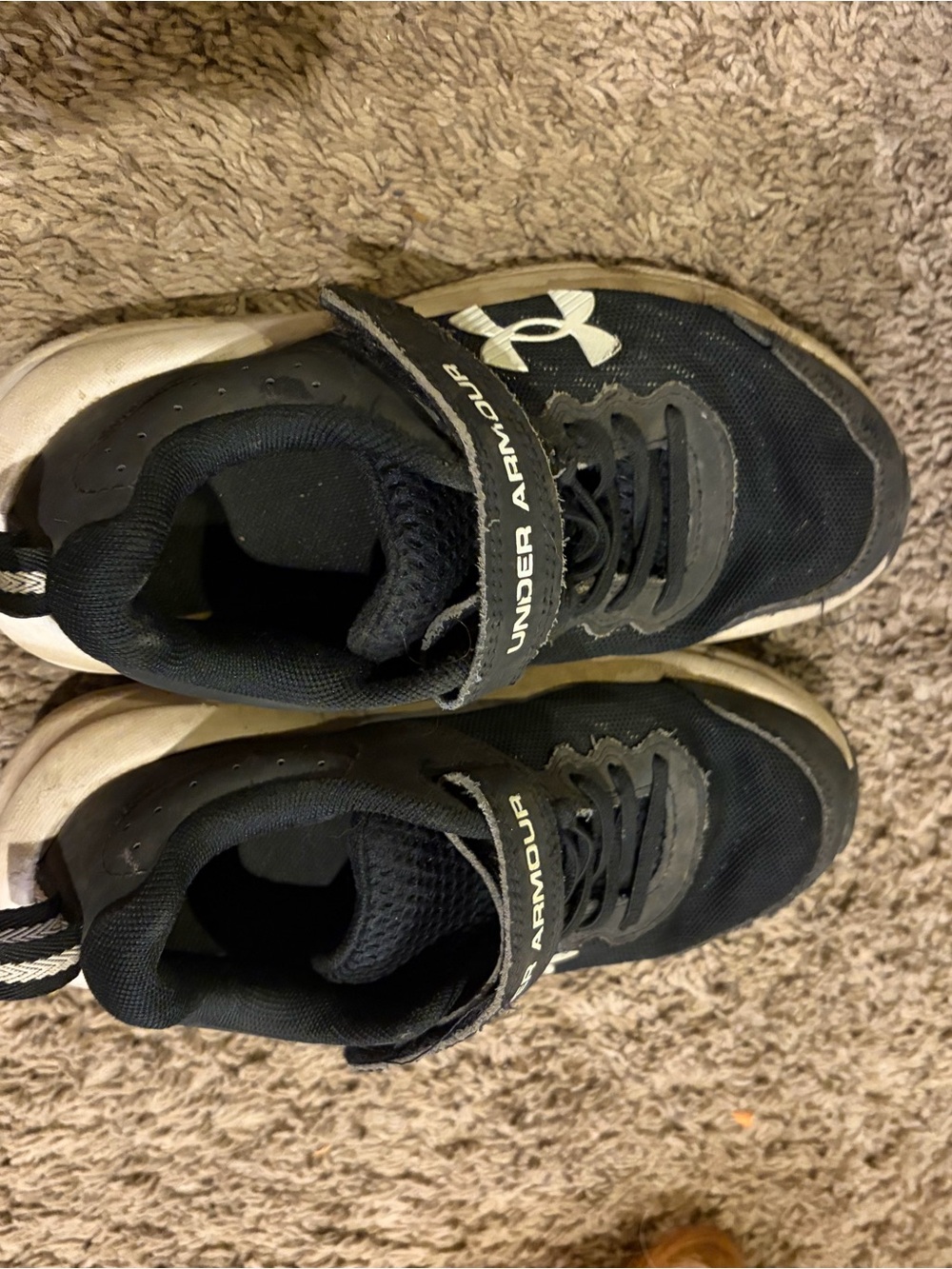 Under Armour Kids Black and White Hook-and-Loop Sneakers